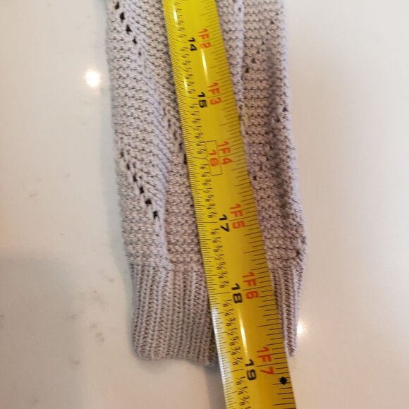 Milano Sweater size Medium lace up back chiffon lined  very light gray - Picture 5 of 9